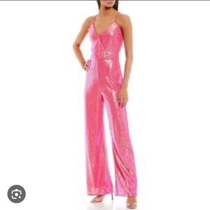 Gianni Bini sleeveless v-neck lace up back embellished jumpsuit